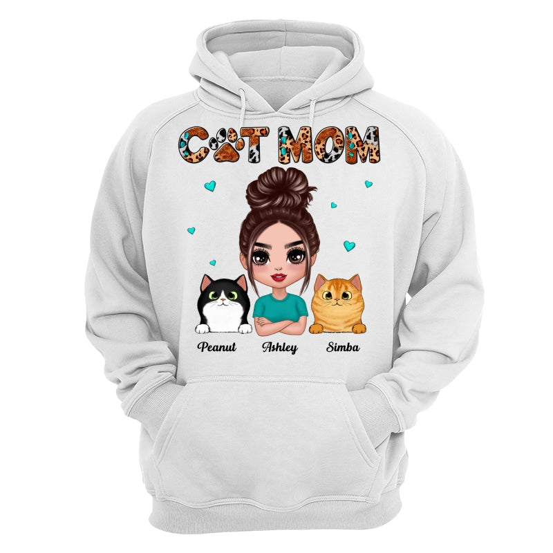 Teal And Leopard Doll Cat Mom Personalized Shirt