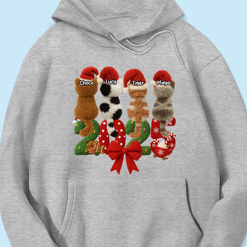 2025 Cat Lovers Latch Hook Yarn Faux - Personalized Sweatshirt - Christmas Gift for Cat Moms, Cat Dads
