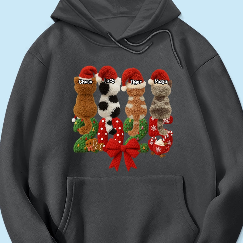 2025 Cat Lovers Latch Hook Yarn Faux - Personalized Sweatshirt - Christmas Gift for Cat Moms, Cat Dads