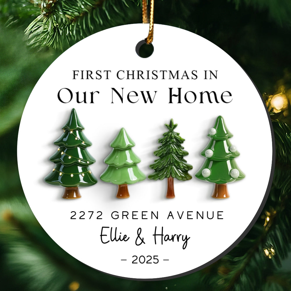 First Christmas In New Home 3D Effect - Personalized Ceramic Ornament - New Home Decor