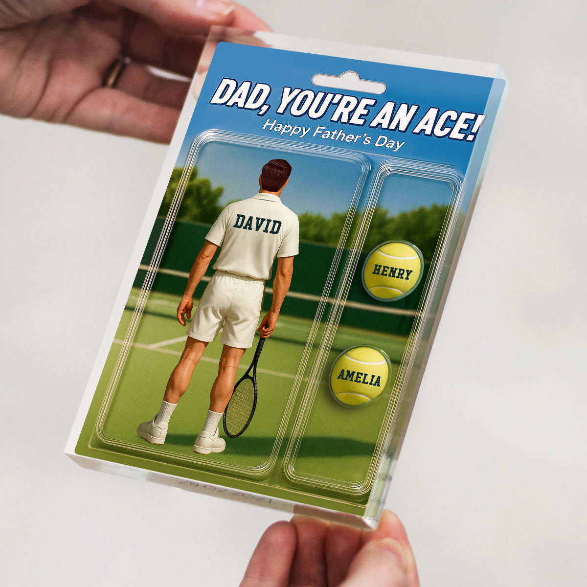 You're An Ace Tennis Dad With Kids' Names Custom Figure Personalized Acrylic Block Plaque,  Gift For Him, For Dad