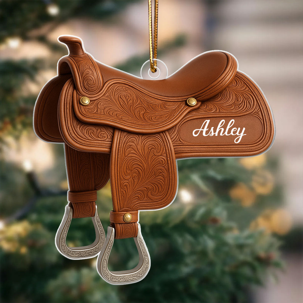 Horse Saddle - Personalized Acrylic Ornament - Christmas Gift for Horse Lovers