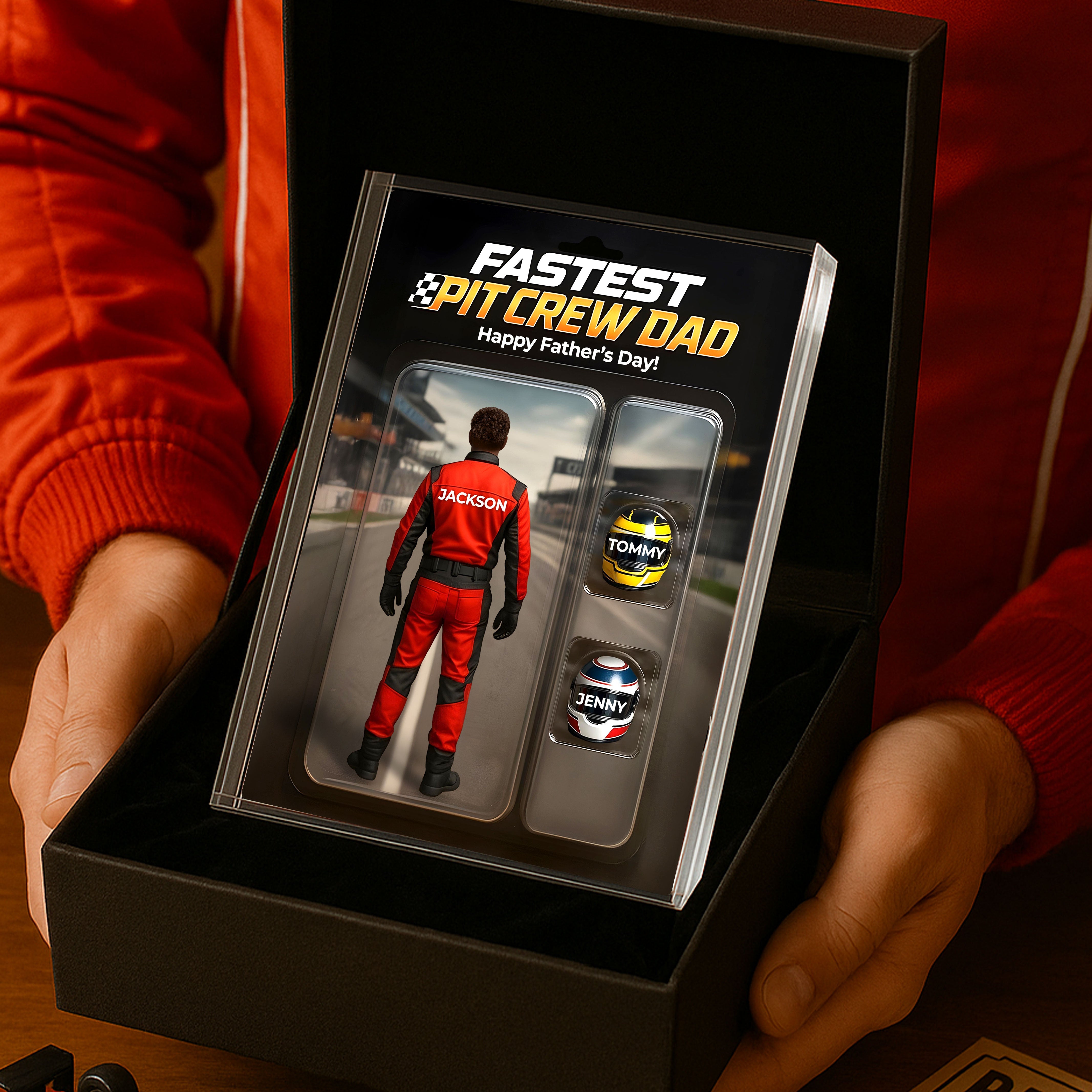 Fastest Pit Crew Dad With Kids' Names Custom Figure Personalized Acrylic Block Plaque, Unique  Gift For Him, For Motorsport Lover, Racing Dad