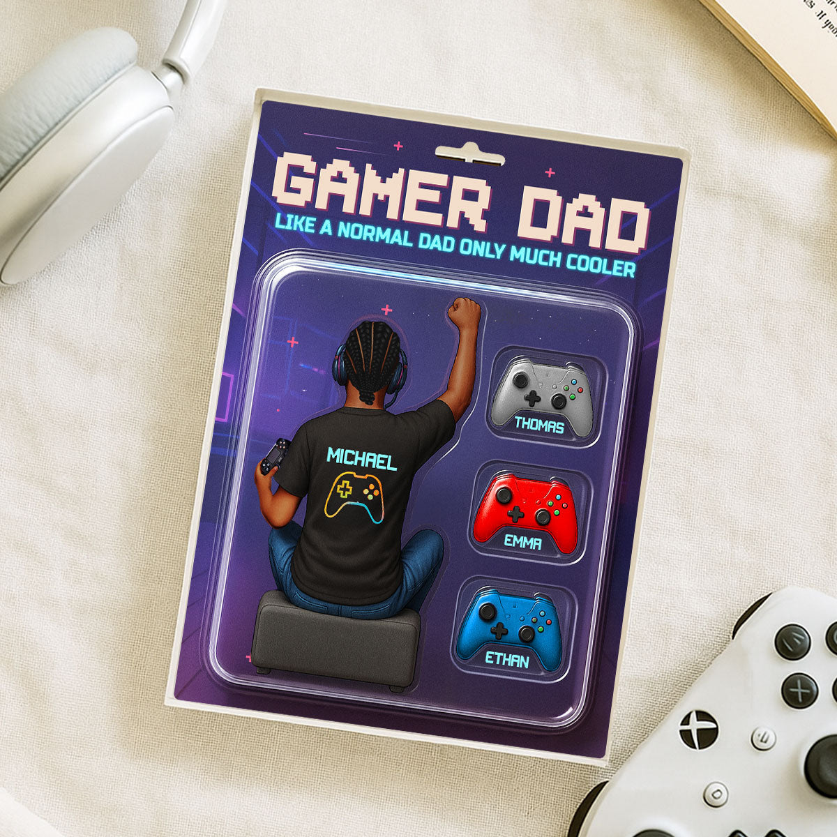Gamer Dad Back View Toy Box Figures Style, Personalized Acrylic Block Plaque,  Gift for Dad, Gift for Husband