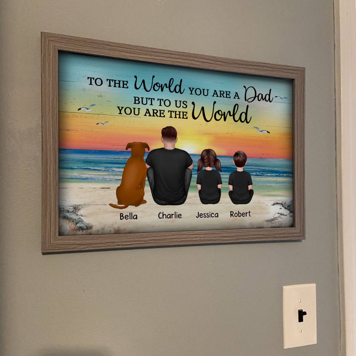Dad And Sons Daughters Retro Vintage Beach - Personalized Poster - Gift For Dad, Husband