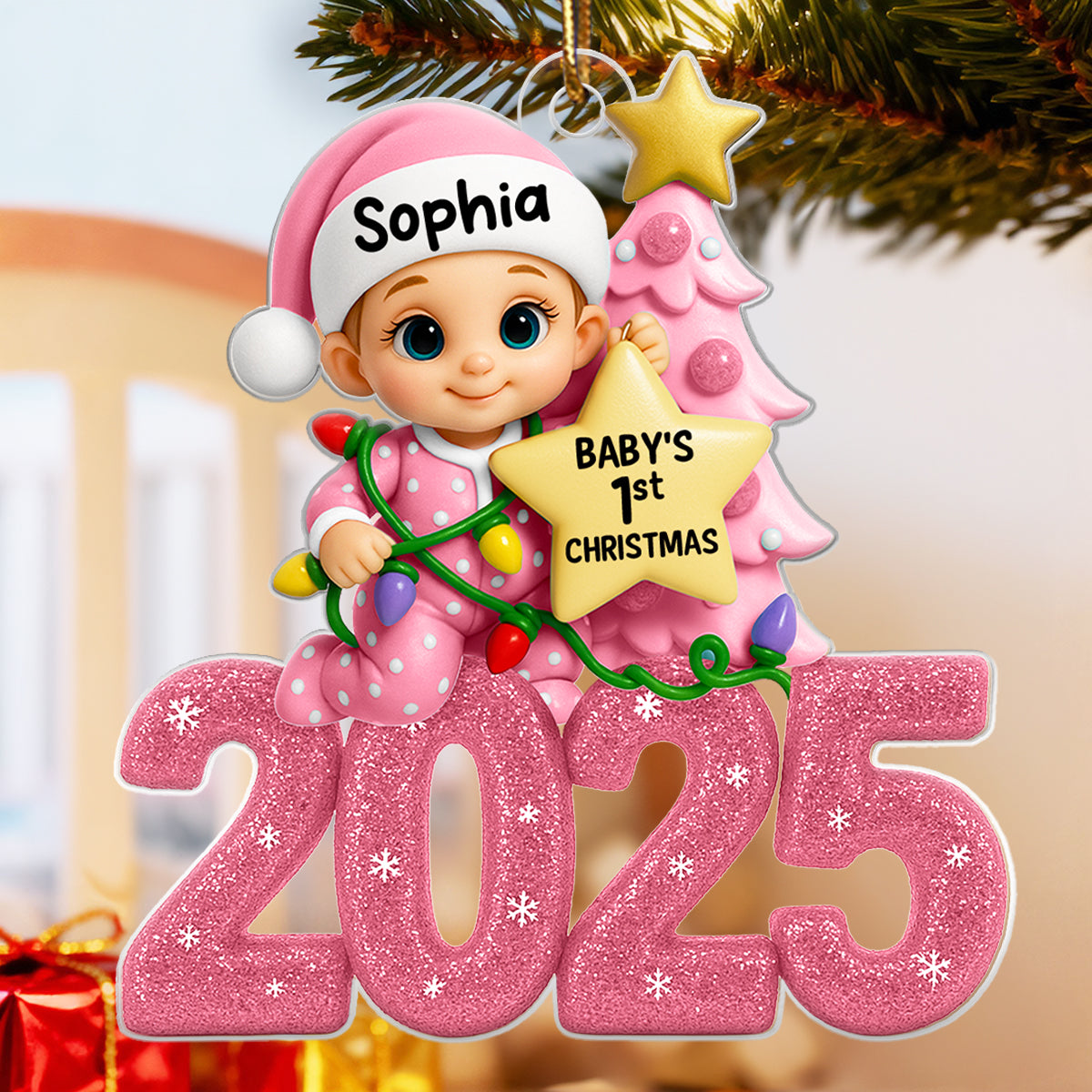 Baby's 1st Christmas 2025 - Personalized Acrylic Ornament - Unique Christmas Gift For New Parent, Newborn Keepsake