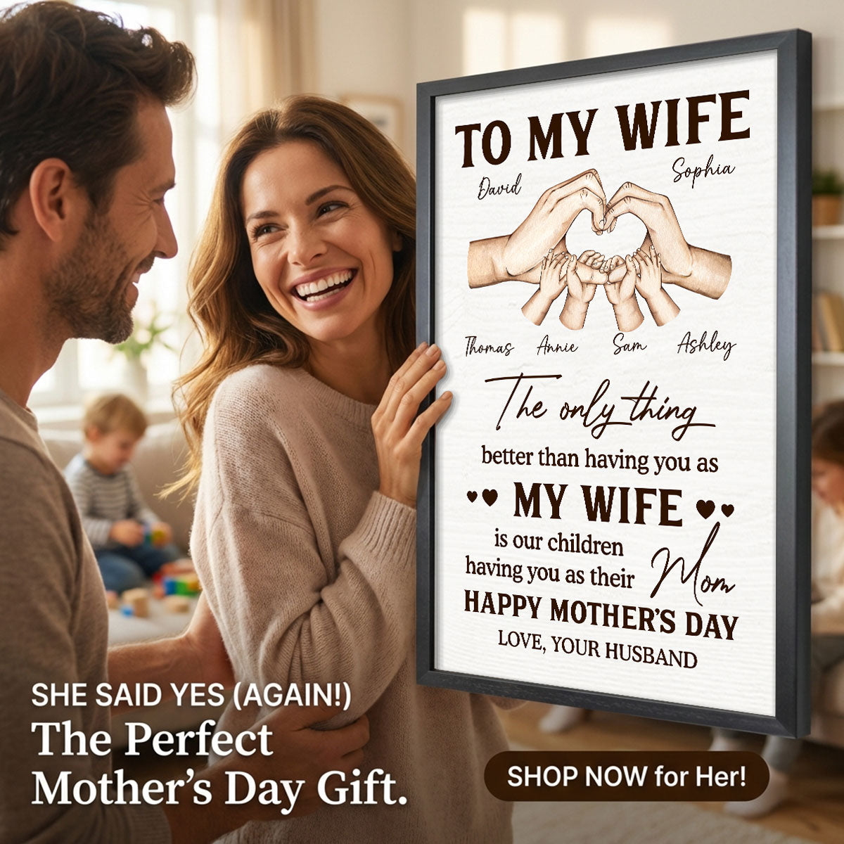 Family Heart Hands The Only Thing Better Than Having You As My Wife - Personalized Poster - Mother's Day Gift For Wife