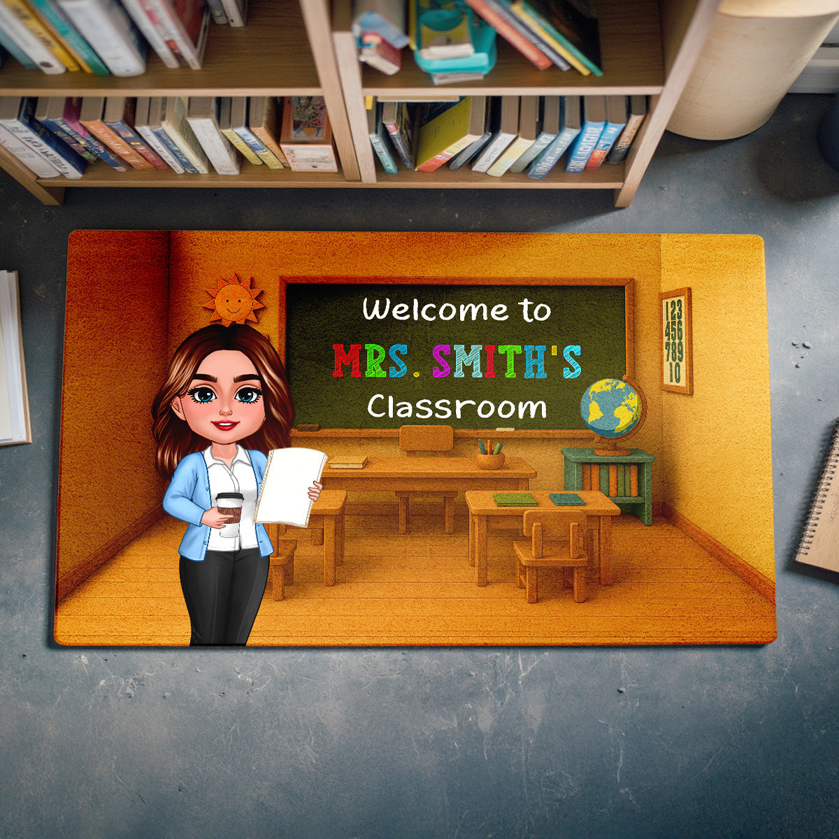 Teacher Welcome To Classroom 3D Effect Personalized Doormat