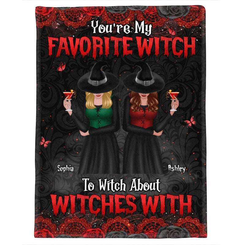 Halloween Rose Pattern Witches Besties Personalized Fleece Blanket