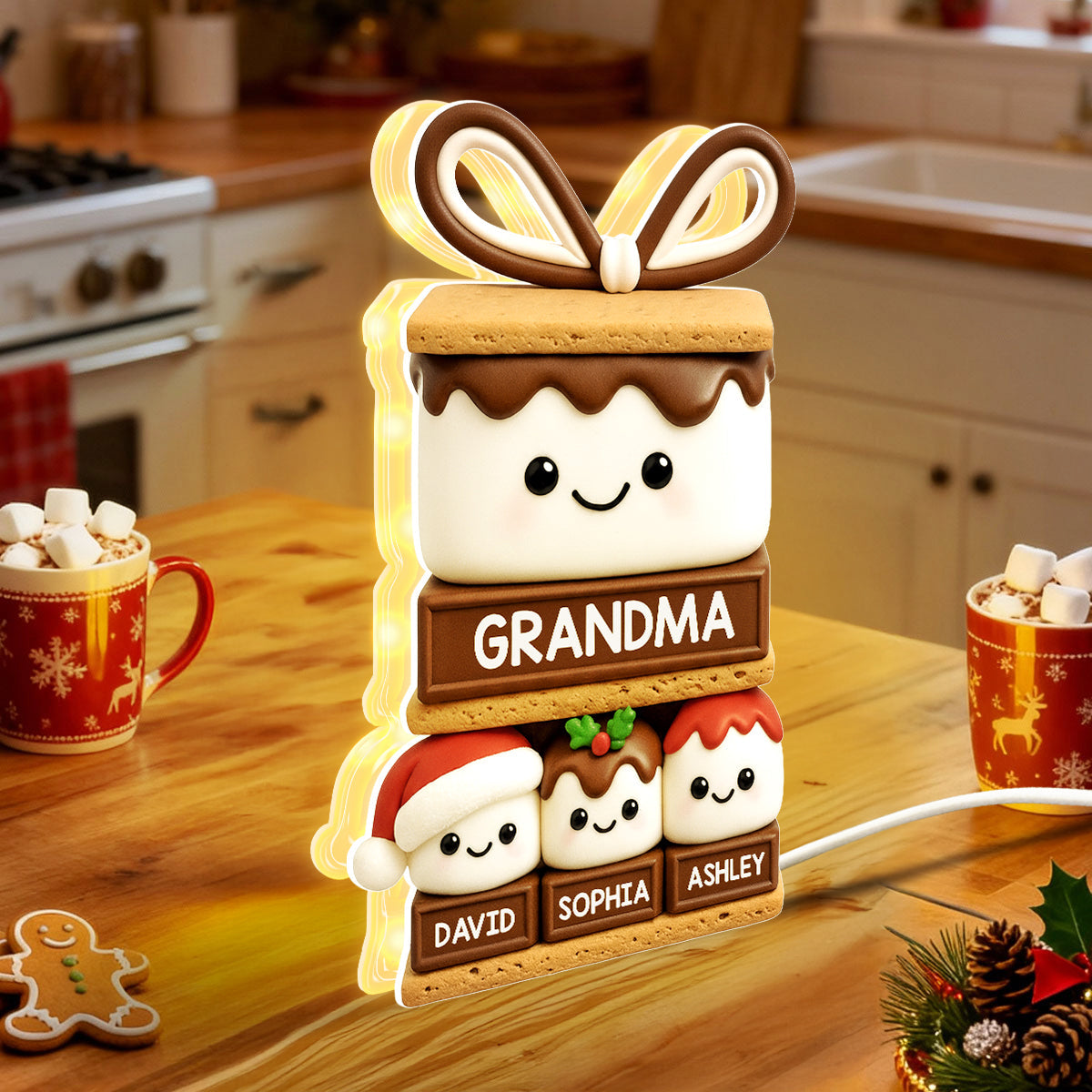 3D Effect Happy Smores Grandma Grandkids - Personalized Light Box - Christmas Gift For Grandmas