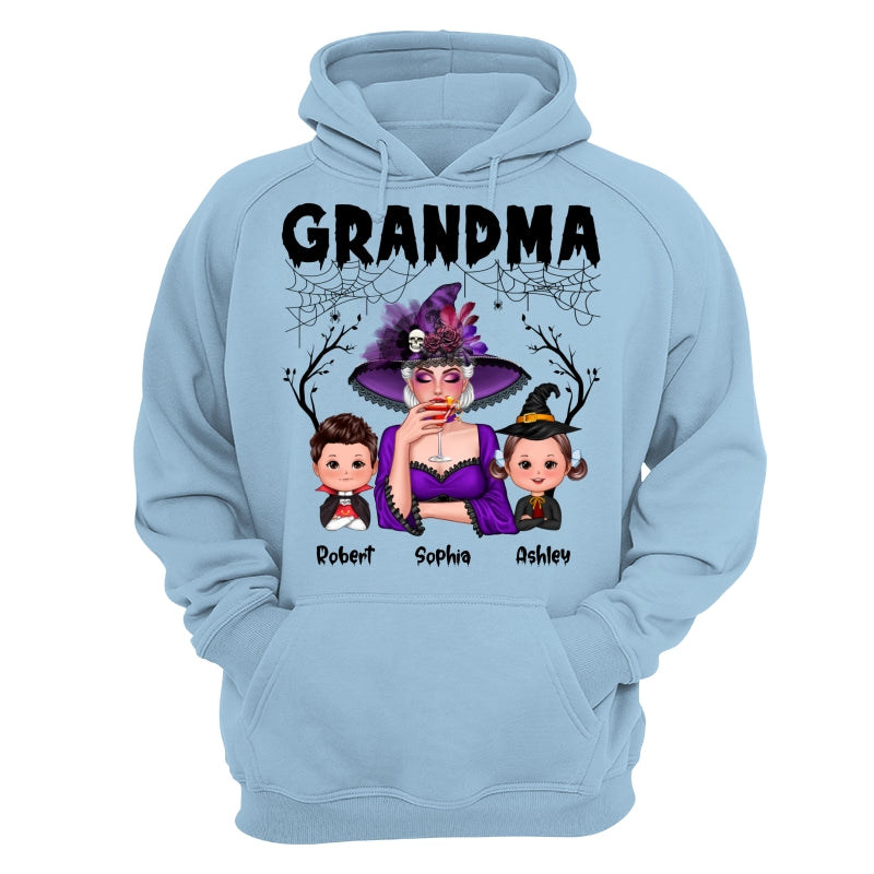 Halloween Grandma Mom Kids Spider Net And Bats Personalized Shirt