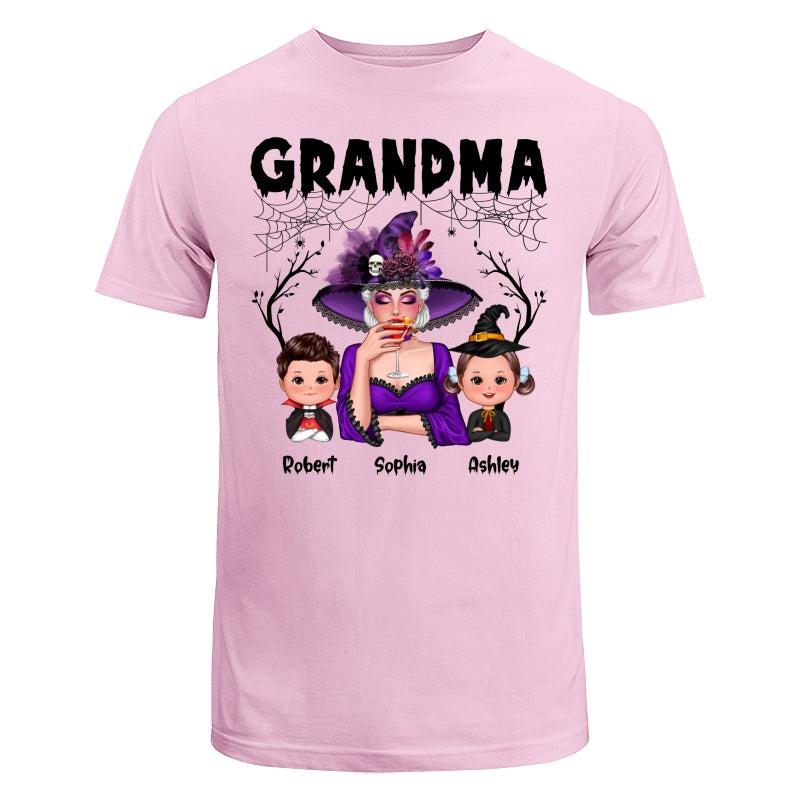 Halloween Grandma Mom Kids Spider Net And Bats Personalized Shirt