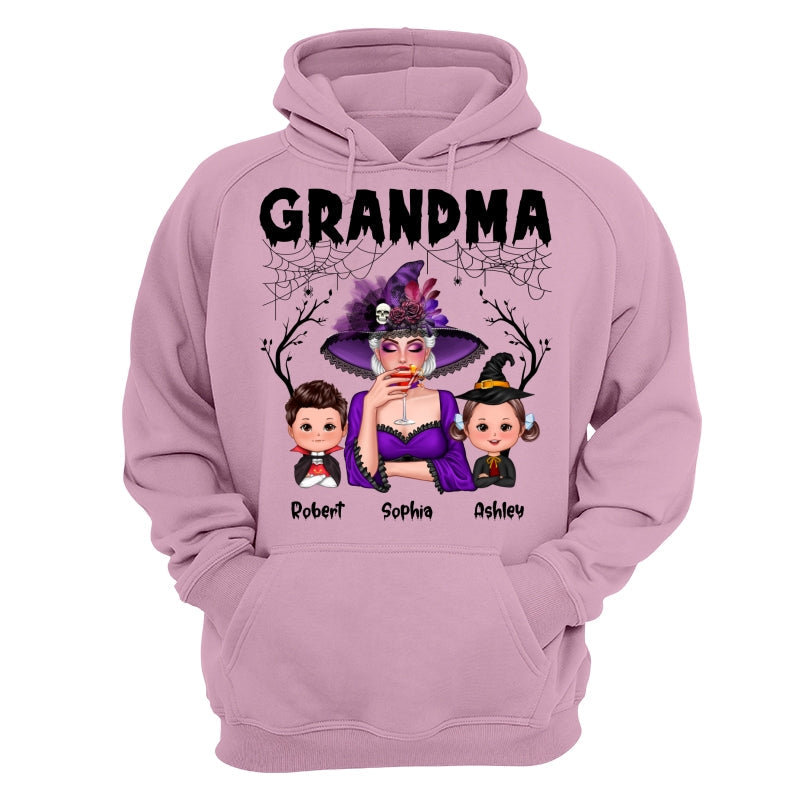 Halloween Grandma Mom Kids Spider Net And Bats Personalized Shirt