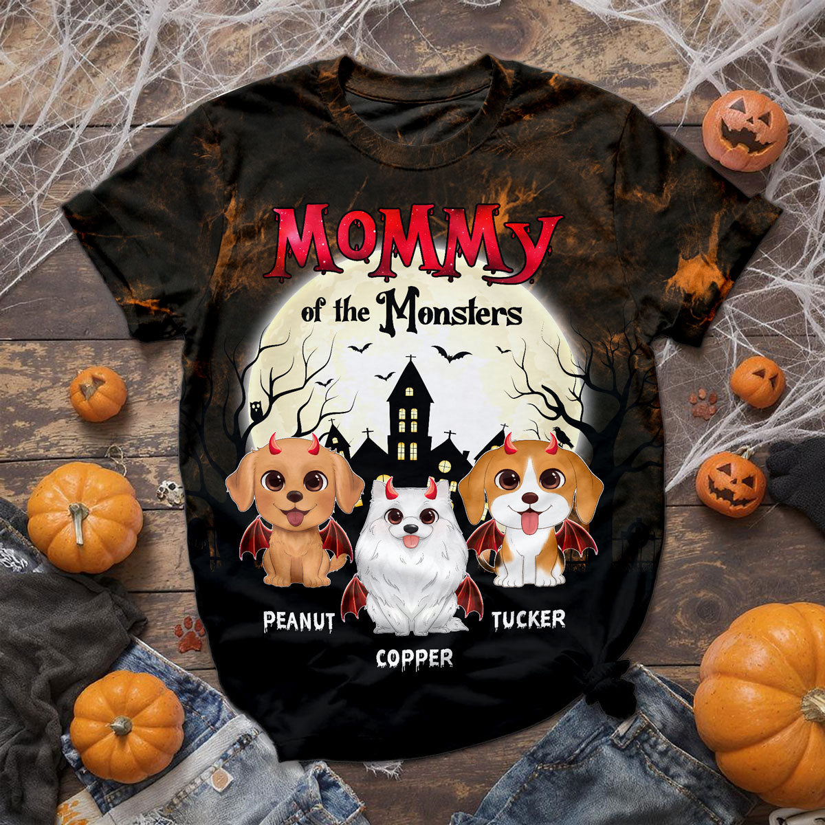 Halloween Mommy Daddy Of The Monsters Dogs Personalized Shirt, Spooky Halloween Costume For Dog Lovers, Dog Mom, Dog Dad