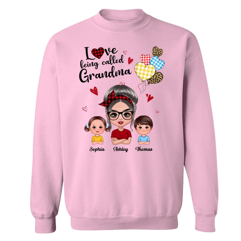 Love Being Called Grandma Doll Grandma Grandkids Colorful Checkered Hearts Personalized Shirt