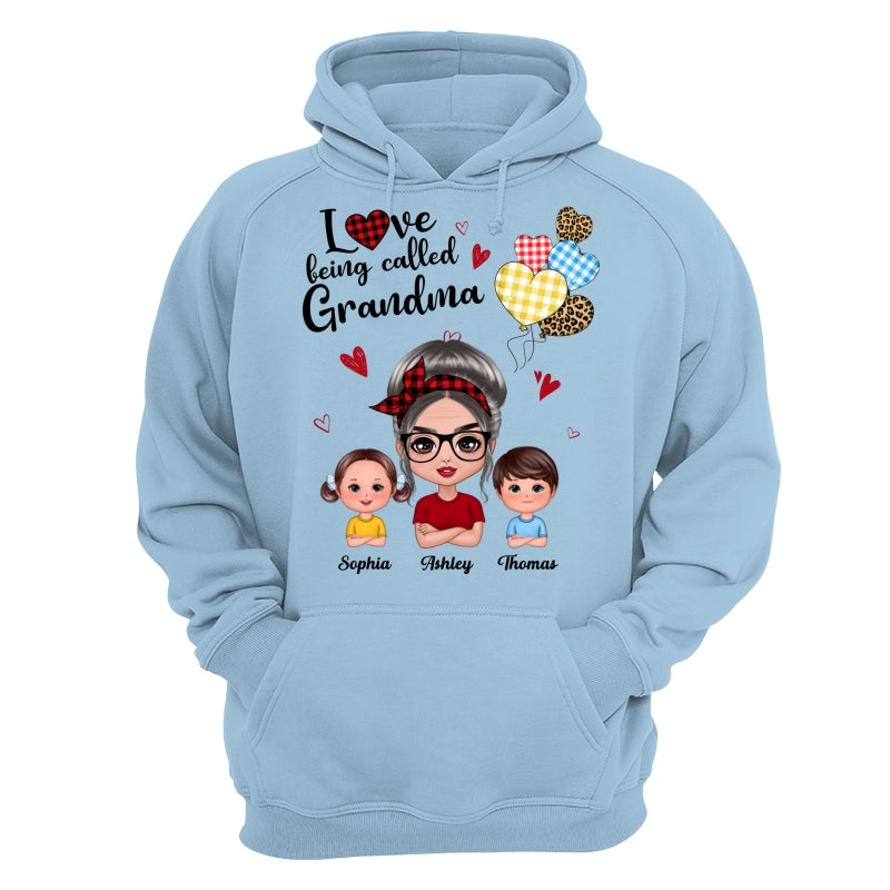Love Being Called Grandma Doll Grandma Grandkids Colorful Checkered Hearts Personalized Shirt