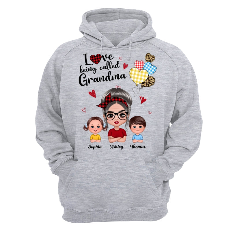 Love Being Called Grandma Doll Grandma Grandkids Colorful Checkered Hearts Personalized Shirt