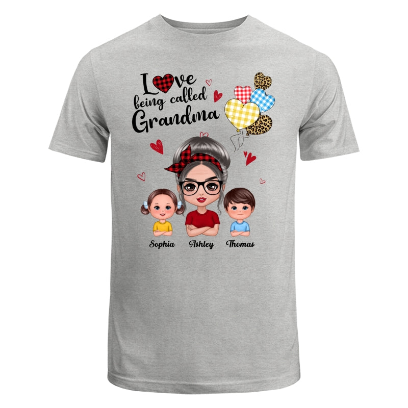 Love Being Called Grandma Doll Grandma Grandkids Colorful Checkered Hearts Personalized Shirt