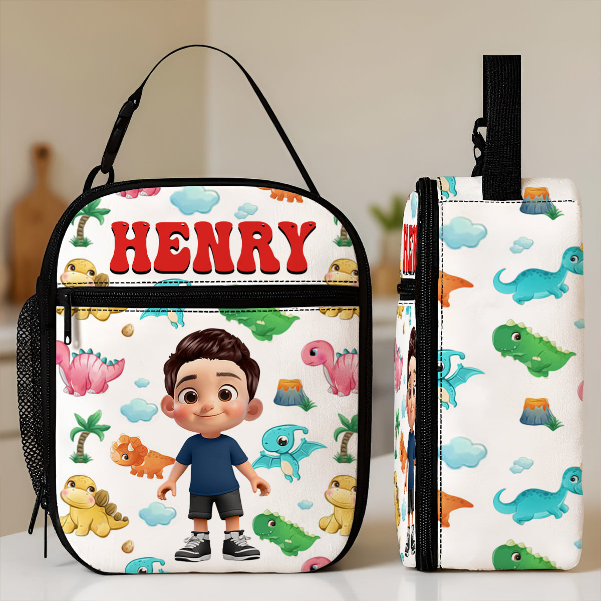 Cute Kid Dinosaurs Cars Astronaut Unicorn Mermaid Personalized Insulated Kid Lunch Bag, Back To School gift