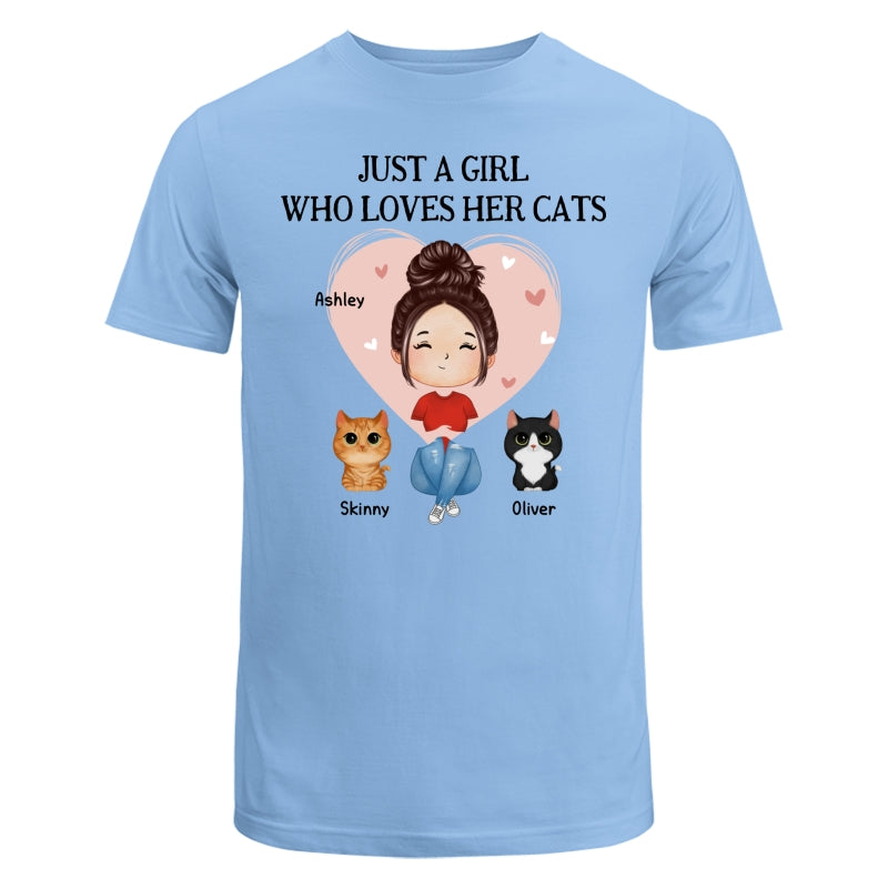 Pink Heart Watercolor Woman Sitting With Watercolor Cute Cats Personalized Shirt