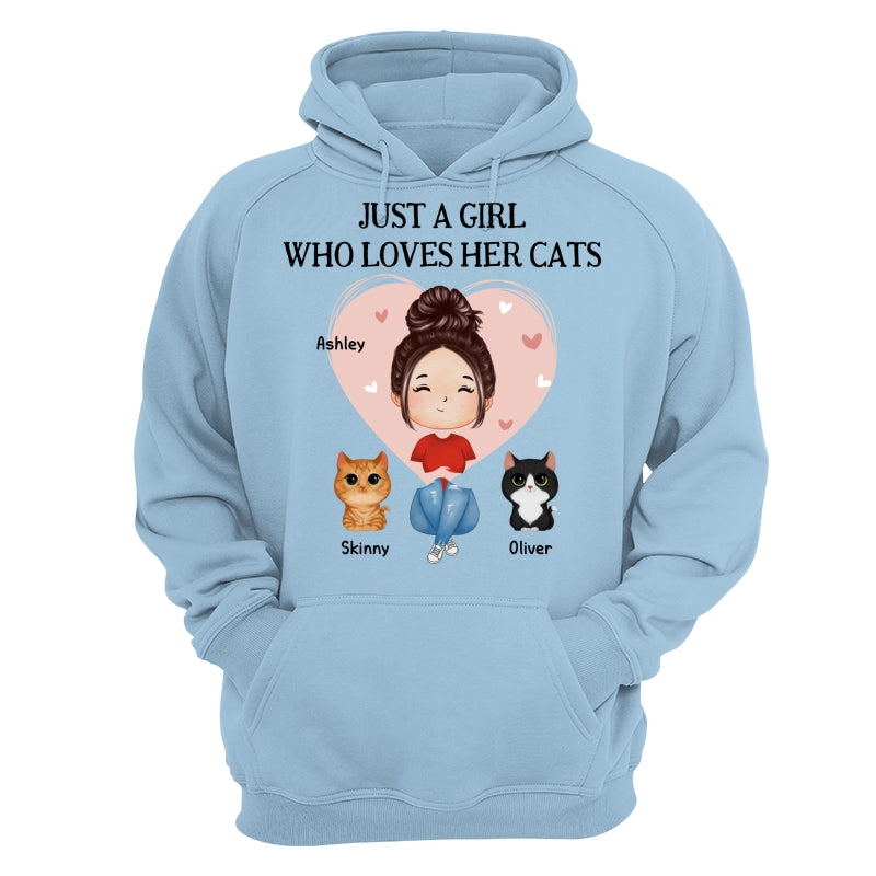 Pink Heart Watercolor Woman Sitting With Watercolor Cute Cats Personalized Shirt