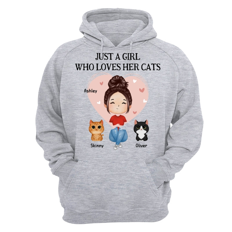 Pink Heart Watercolor Woman Sitting With Watercolor Cute Cats Personalized Shirt