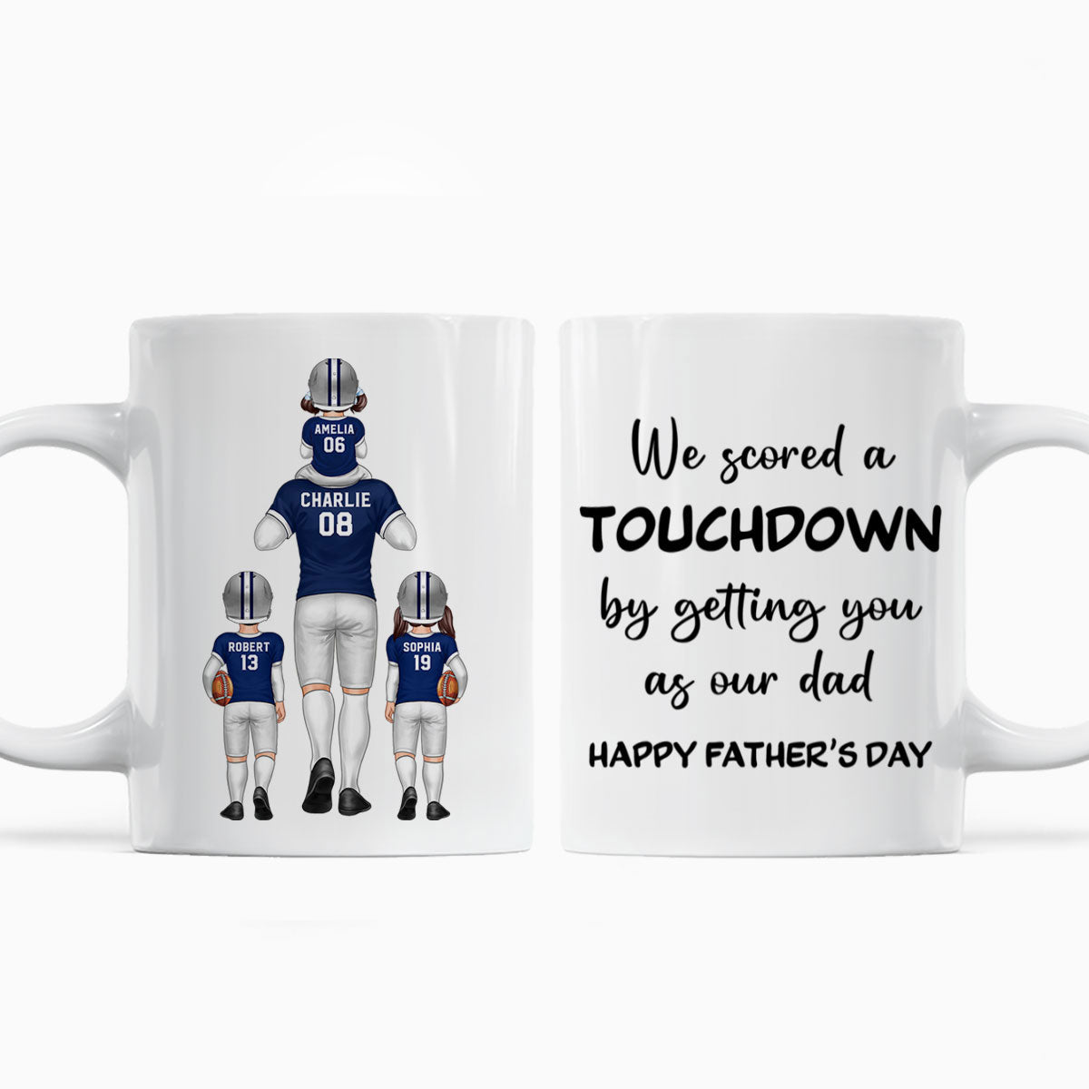We Scored A Touchdown Getting You As Our Dad American Football Dad Father‘s Day Gift Personalized Mug