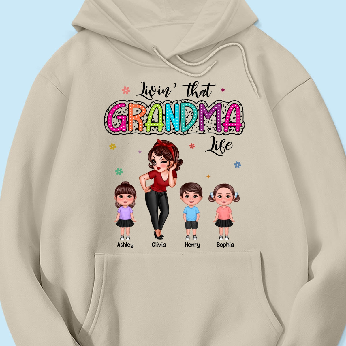 Livin‘ That Grandma Mom Life Pretty Woman & Kids Summer Vibe Personalized Shirt