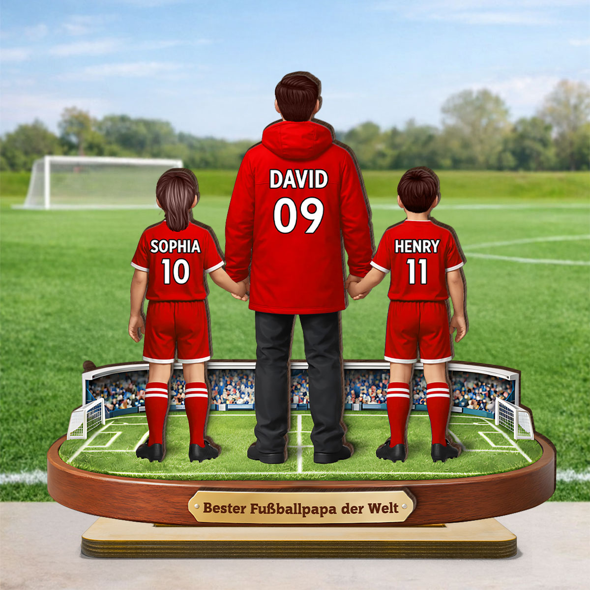 Bester Fuballpapa der Welt - Personalisiertes 2-lagiges Holz-Aufsteller – Vatertagsgeschenk fr Fuballpapas, Geschenk fr Ehemnner