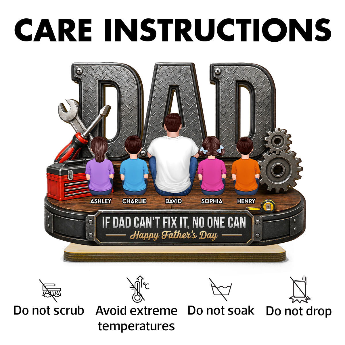 If Dad Can't Fix It No One Can - Personalized 2-Layered Wooden Plaque -  Gift For Dad, Husband, DIY Dad, Handyman