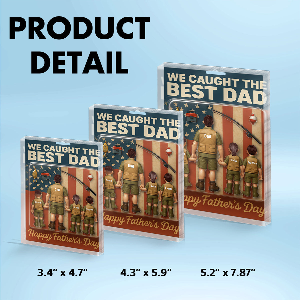 I Caught The Best Dad Custom Fishing Action Figure Personalized Acrylic Block Plaque,  Gift for Dad