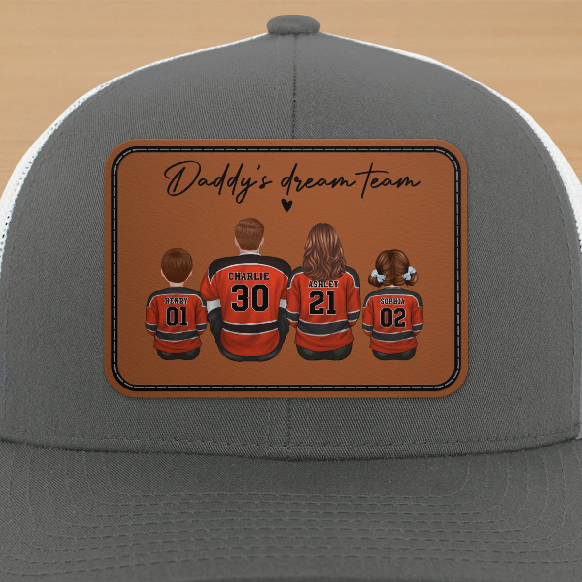 Hockey Daddy's Dream Team Personalized Trucker Hat, Father's Day Snapback, Gift for Hockey Dads