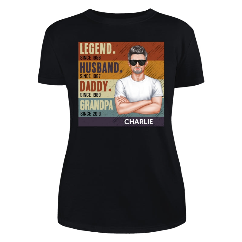 Dad Grandpa Crossed Arm Legend Retro Personalized Shirt