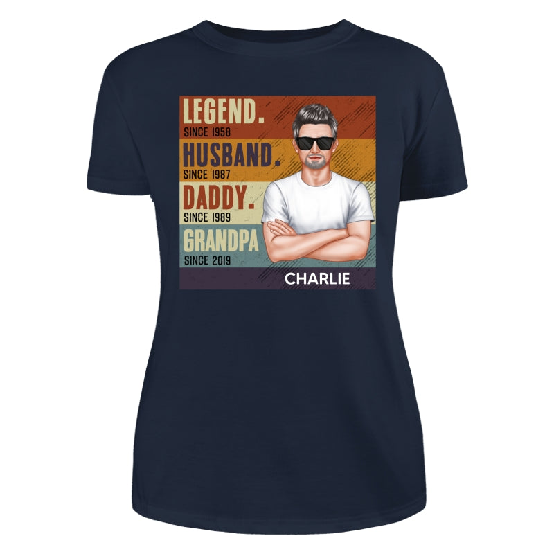 Dad Grandpa Crossed Arm Legend Retro Personalized Shirt