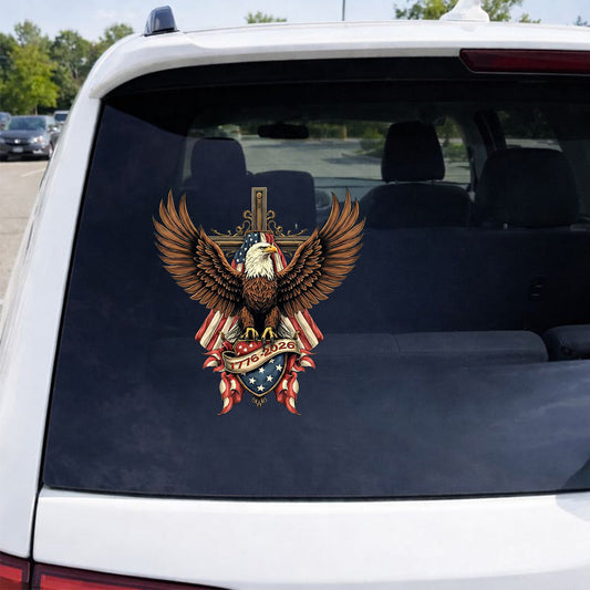 Patriotic Eagle Wings & Cross 1776-2026 - Decal