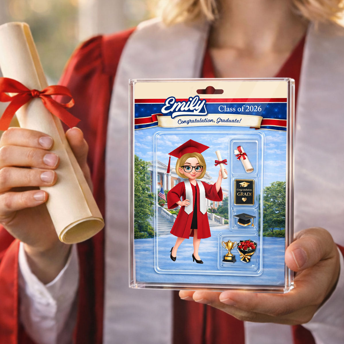Senior Class Of 2026 Action Figure - Personalized Acrylic Block Plaque - Graduation Gift For Seniors, Daughter, Son, Grandkids