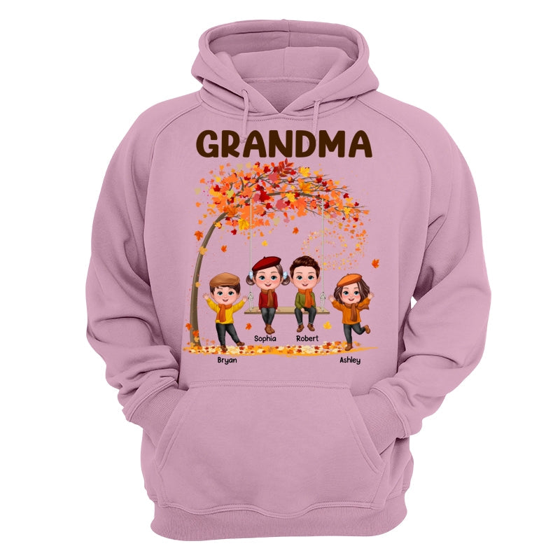 Kids Playing Ourdoor Autumn Fall Season Grandma Mom Personalized Shirt