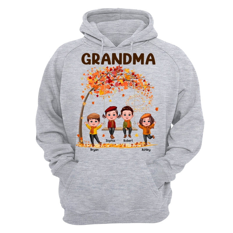 Kids Playing Ourdoor Autumn Fall Season Grandma Mom Personalized Shirt