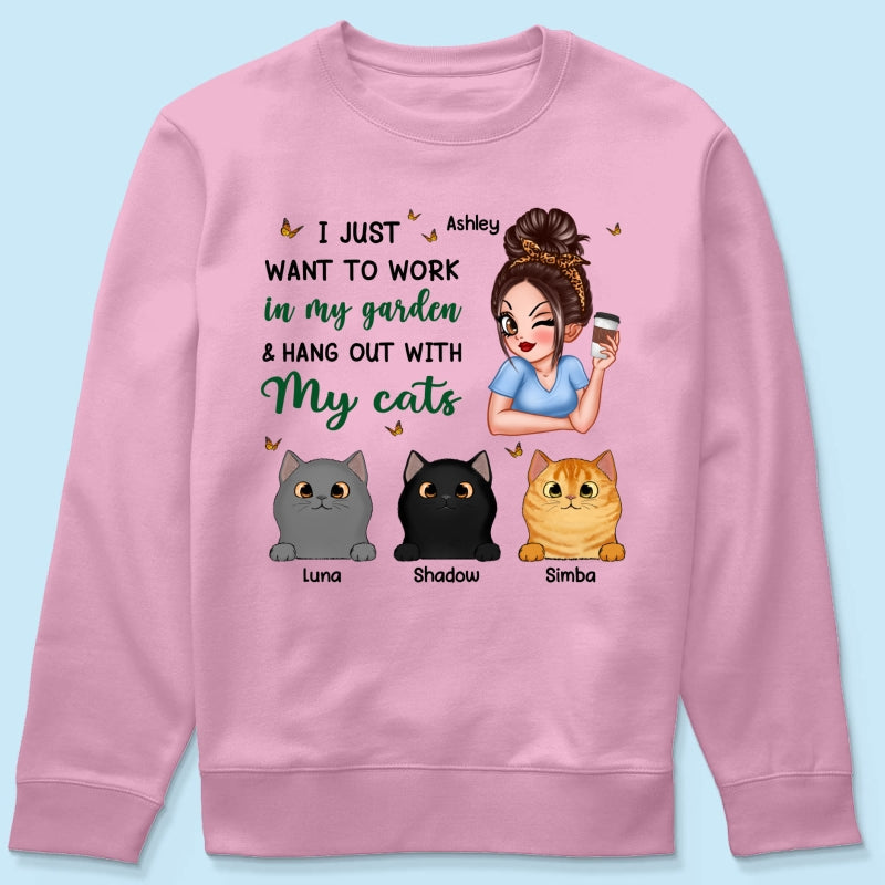 Work In My Garden And Hang Out With My Cats Plant Lady Personalized Shirt