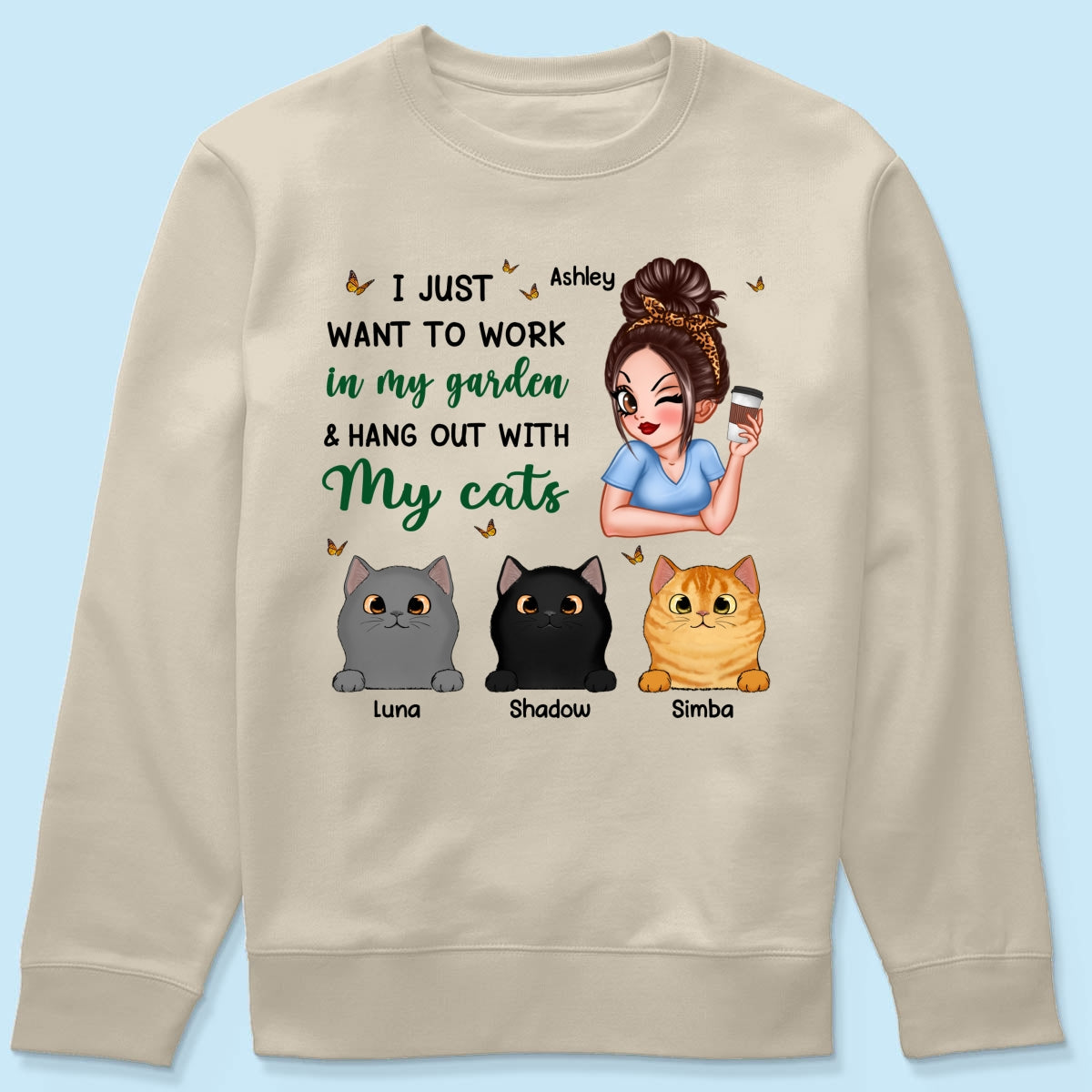 Work In My Garden And Hang Out With My Cats Plant Lady Personalized Shirt