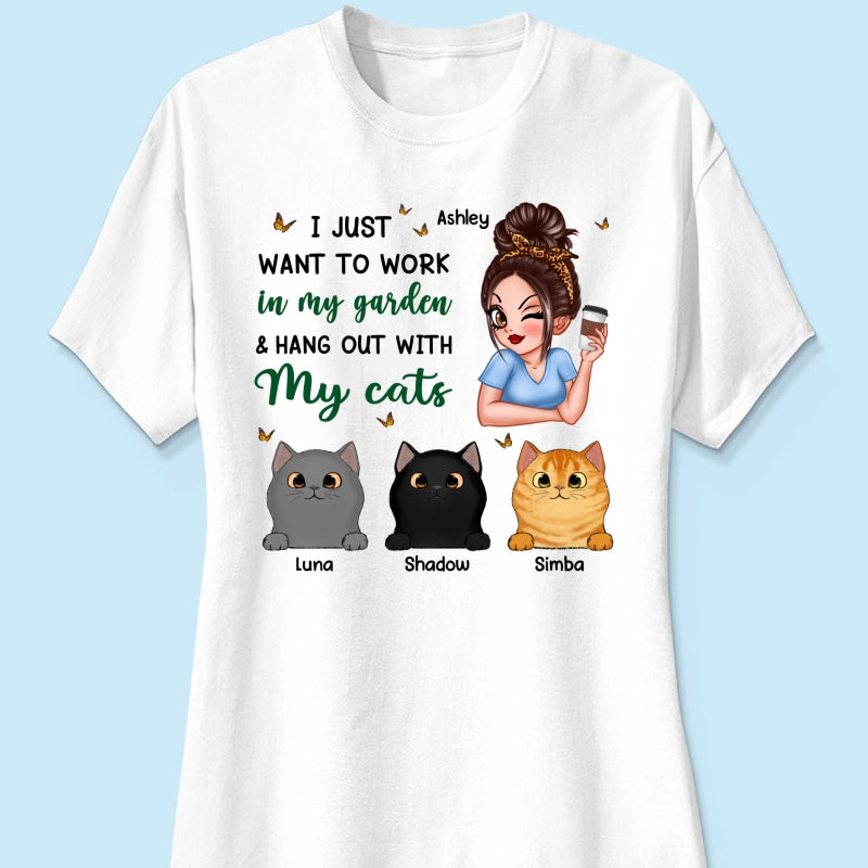 Work In My Garden And Hang Out With My Cats Plant Lady Personalized Shirt