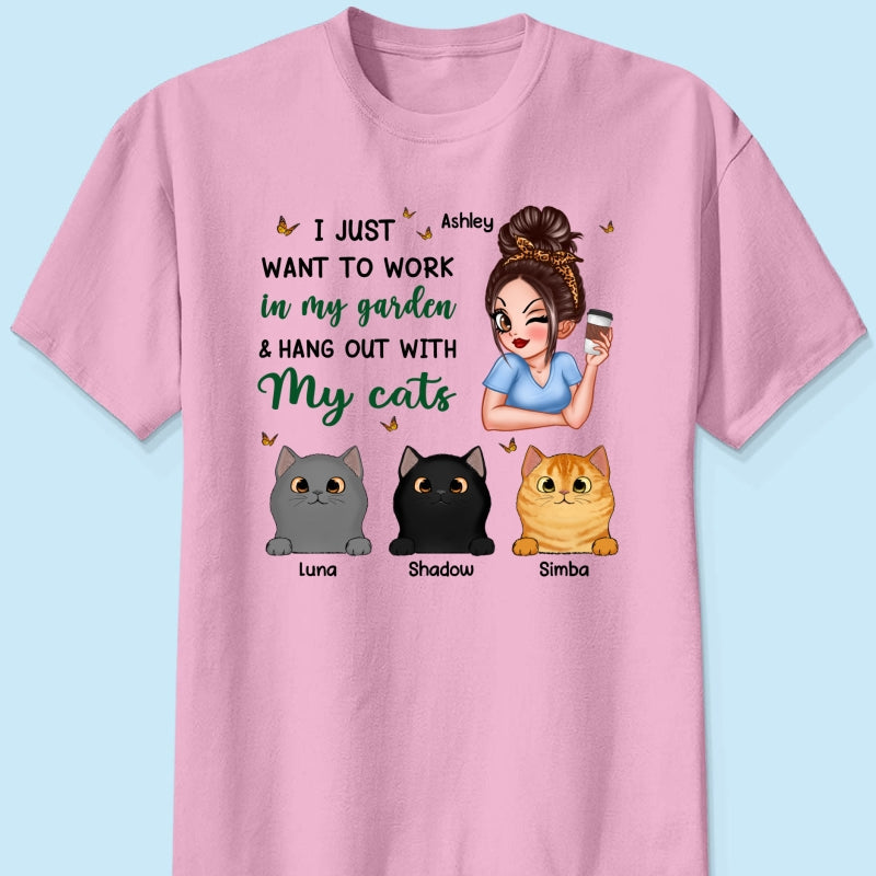 Work In My Garden And Hang Out With My Cats Plant Lady Personalized Shirt
