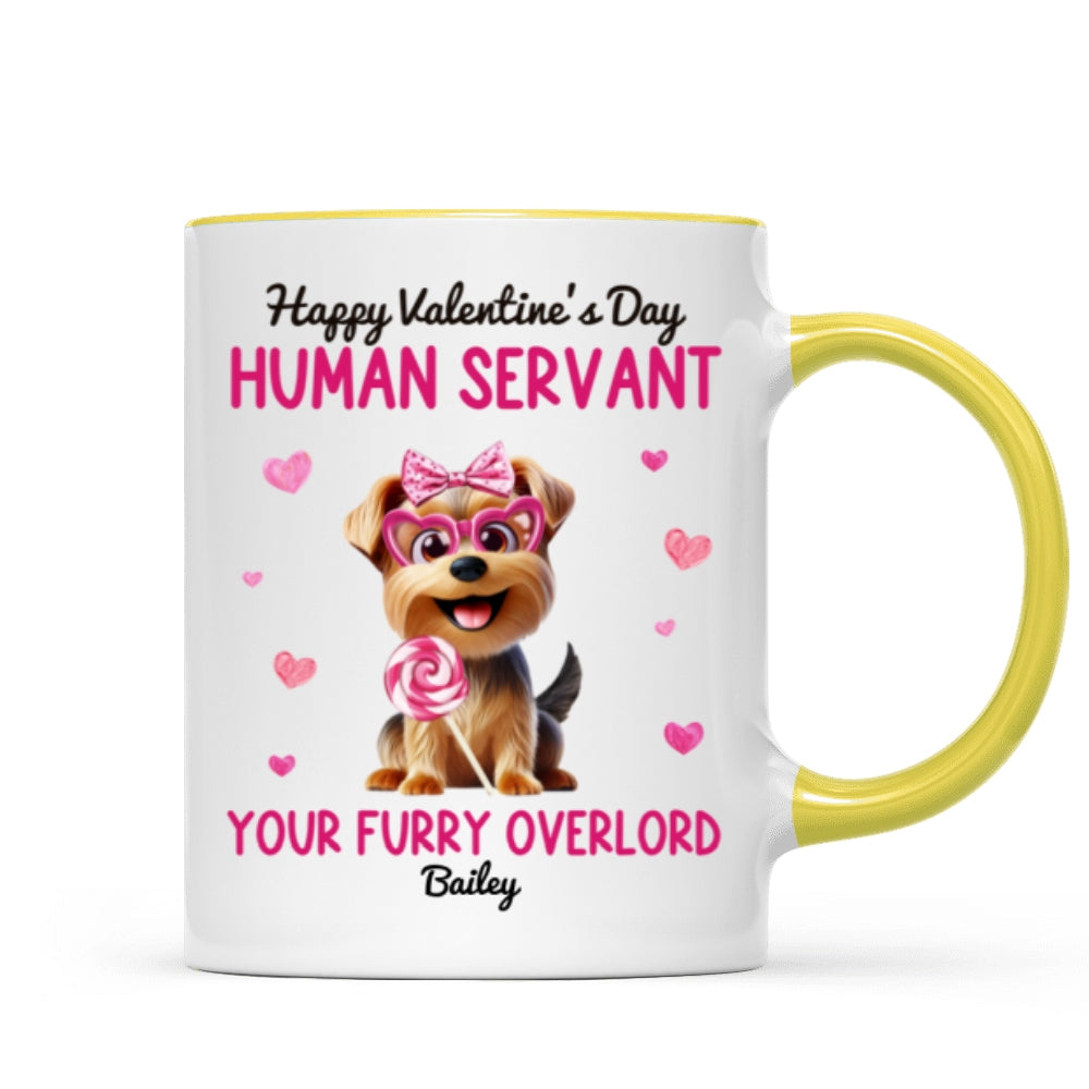 Funny Cartoon Dogs Happy  Human Servant Personalized Mug,  Gift For Dog Lovers, Dog Moms