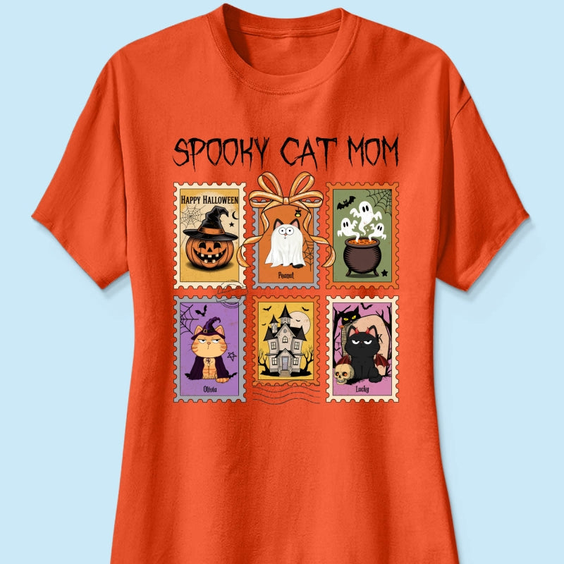 Spooky Cats Retro Stamp Theme Personalized Halloween Shirt