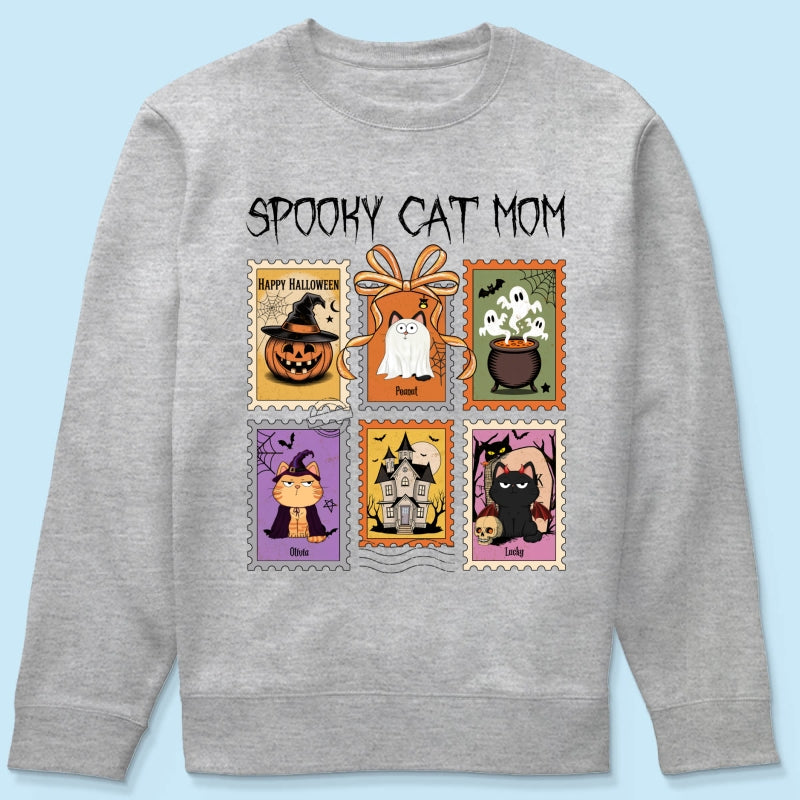 Spooky Cats Retro Stamp Theme Personalized Halloween Shirt