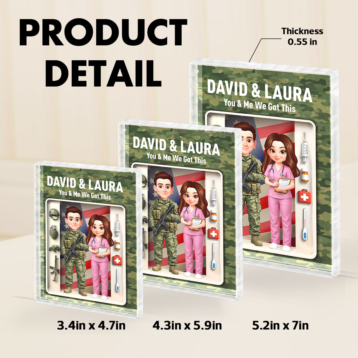 Couple Occupation 3D Action Figure - Personalized Acrylic Block Plaque - Heartfelt Gift for Him, for Her