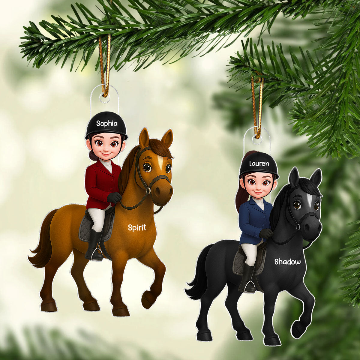 3D Effect Girl And Her Horse - Personalized Acrylic Ornament