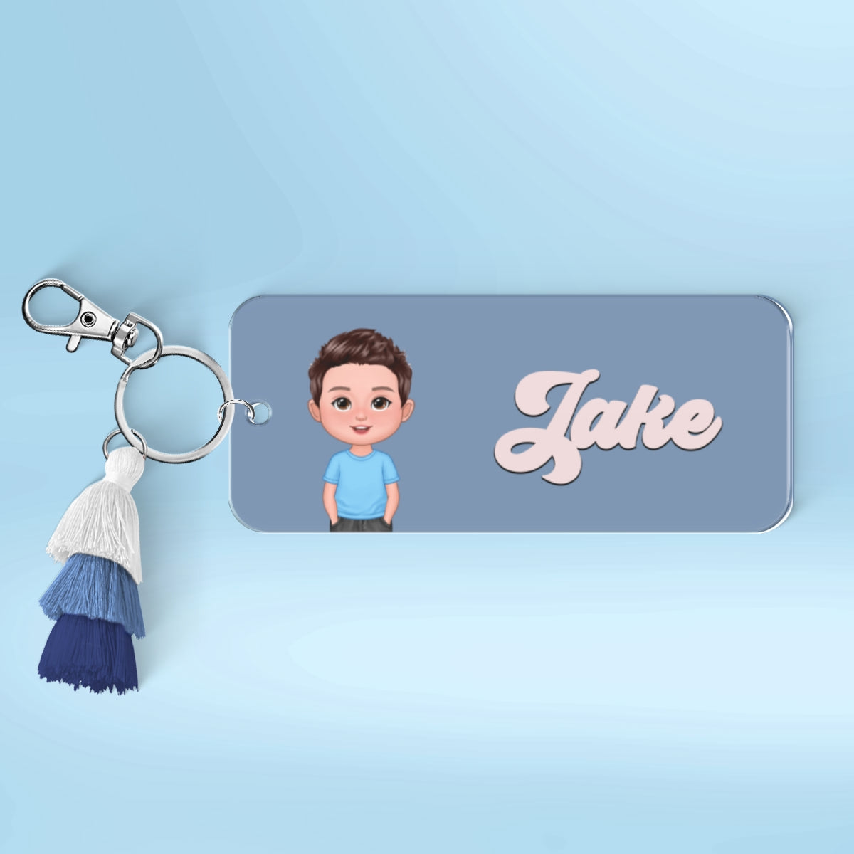 Cute Kid Personalized 2-Layer Acrylic Keychain, Name Tag, Back To School Gift
