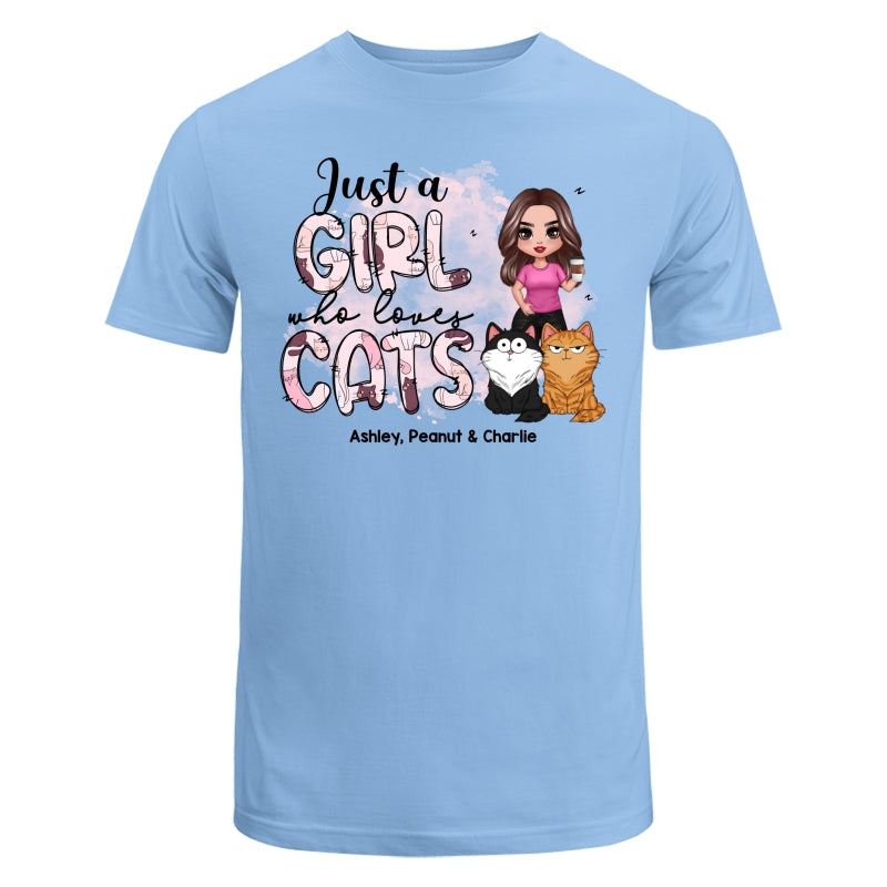 Just A Girl Who Loves Cats Doodle Pattern Funny Cats Expressions Personalized Shirt