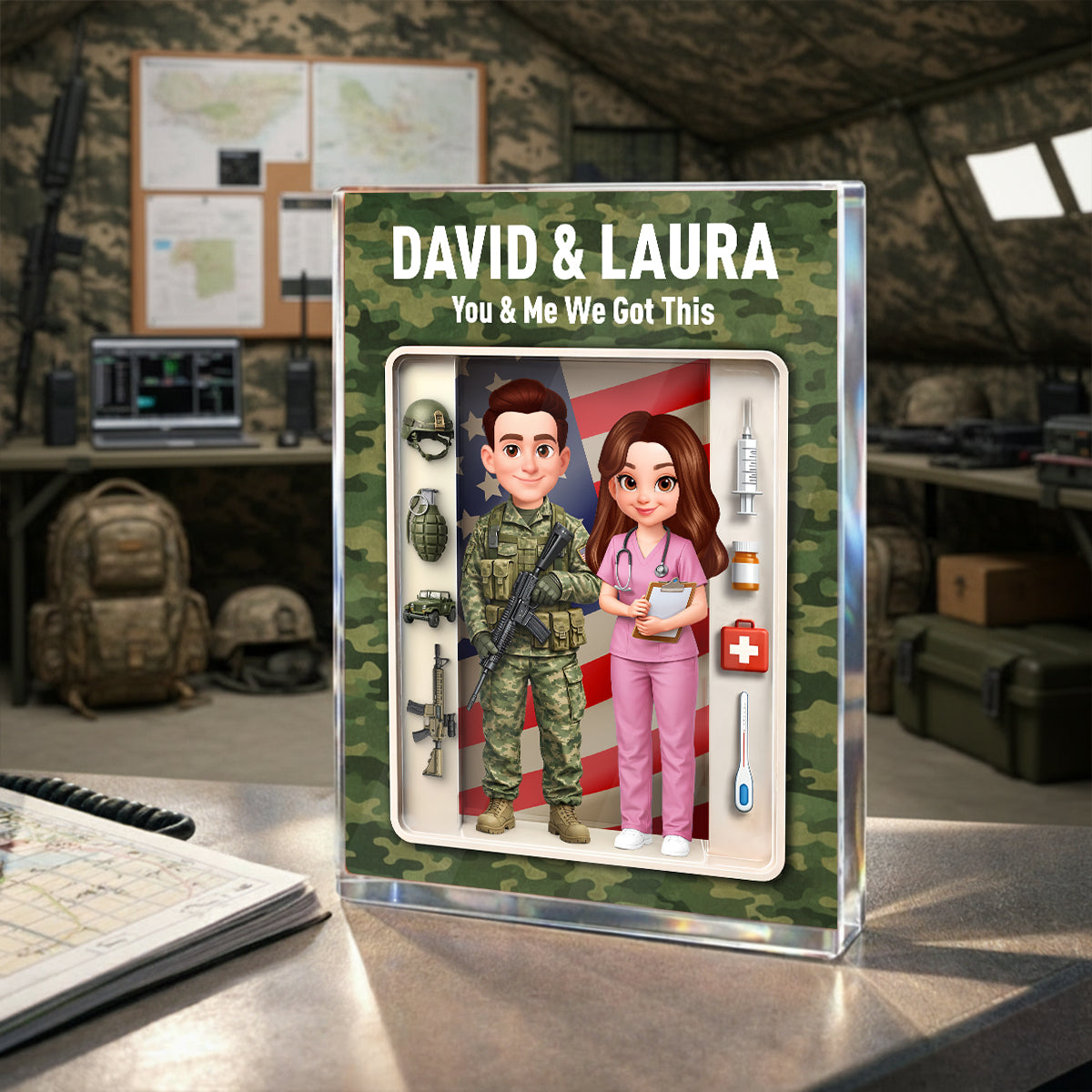 Couple Occupation 3D Action Figure - Personalized Acrylic Block Plaque - Heartfelt Gift for Him, for Her